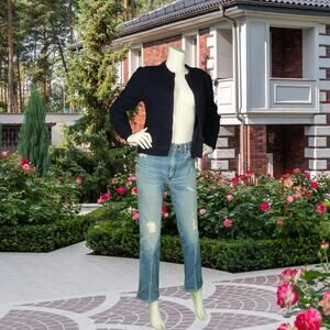 Vintage Emporium Capwell Open Cardigan Blue Knit Acrylic Sweater S